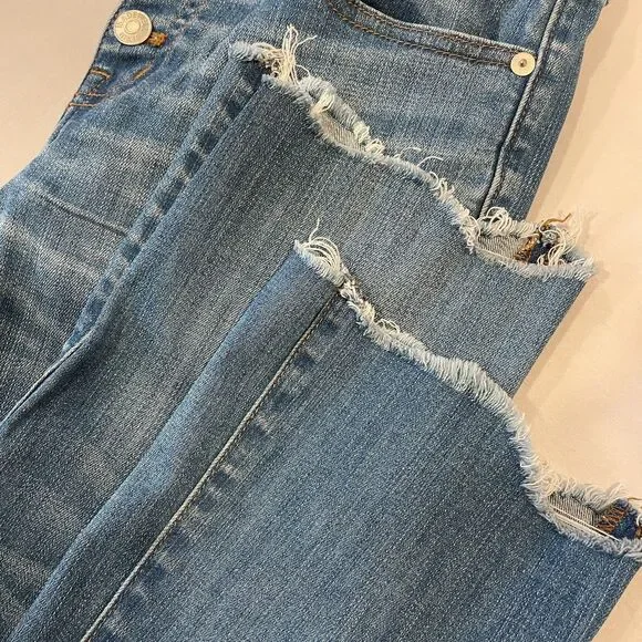 ~ Madewell 25 Jeans Cali Demi-Boot Raw Hem Button Light/Med Blue Wash Women's - Picture 9 of 15